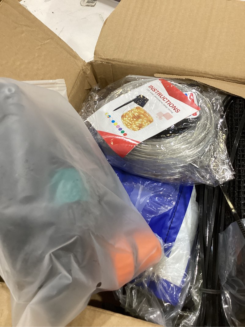 Condition photo showing Good Condition for trampoline accessories kit, basketball hoop with 3 mini basketballs, 52ft solar lights fit 8 10 12 14 15 16ft trampoline outdoor 8 lighting modes, trampoline accessories kit with sprinkler & shoe bag