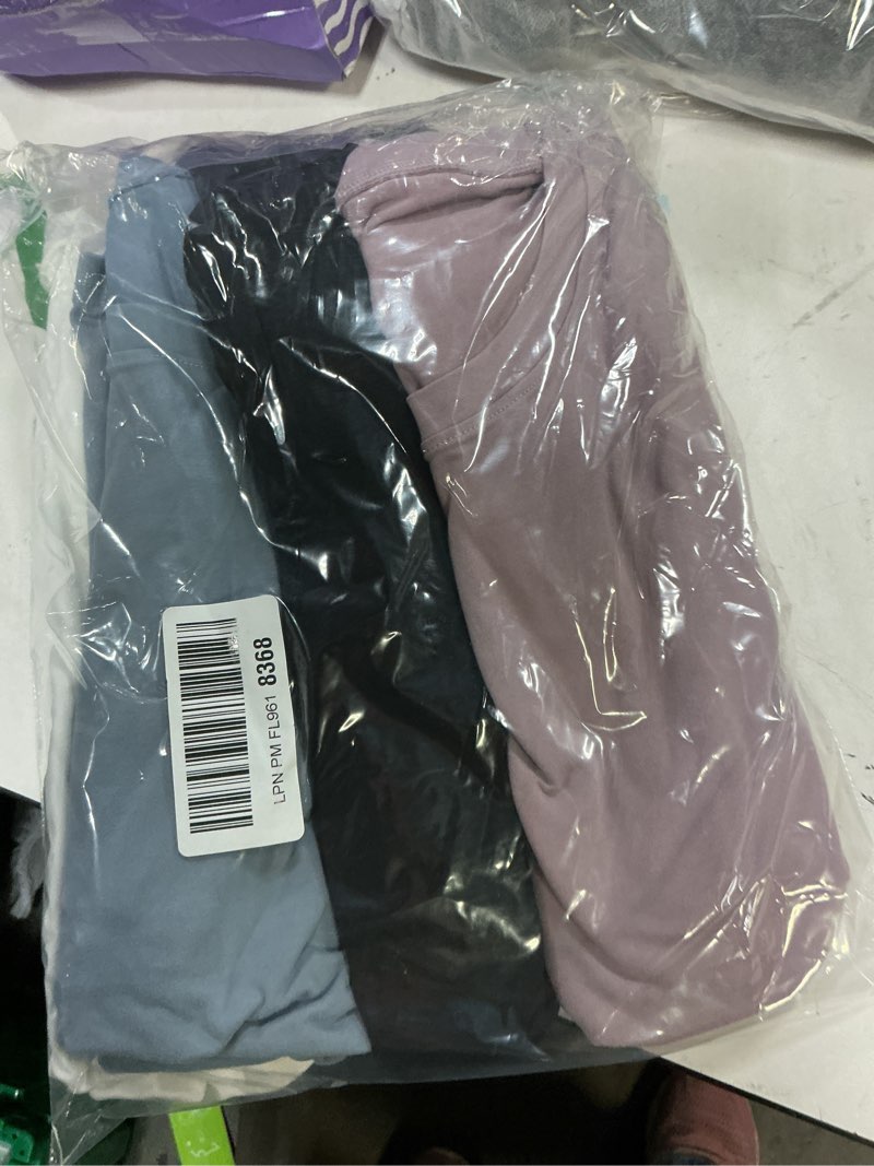 Condition photo showing Good Condition for kinglaman 4 pack women workout gym t shirts tees, basic short sleeve loose fit crew neck tshirts summer tops 1 black 1 white 1 dark pink 1 dark blue medium