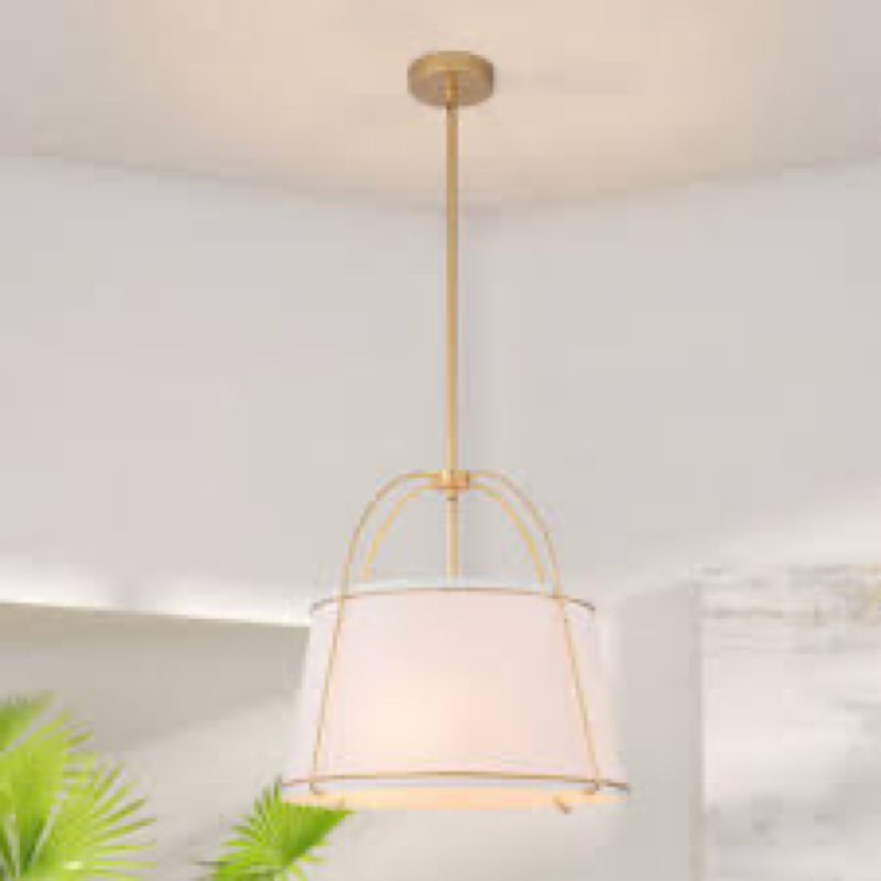 bertan 3 - light dimmable large drum pendant chandelier with fabric shade