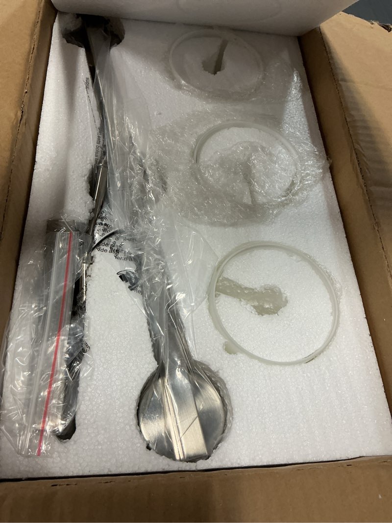Condition photo showing Good Condition for 3-light bathroom light fixtures, modern vanity lights, brushed nickel metal wall lamp with white marble glass for bathroom, mirror, living room, bedroom, cabinet, porch, hallway, e26 base brushed nickel 3-light