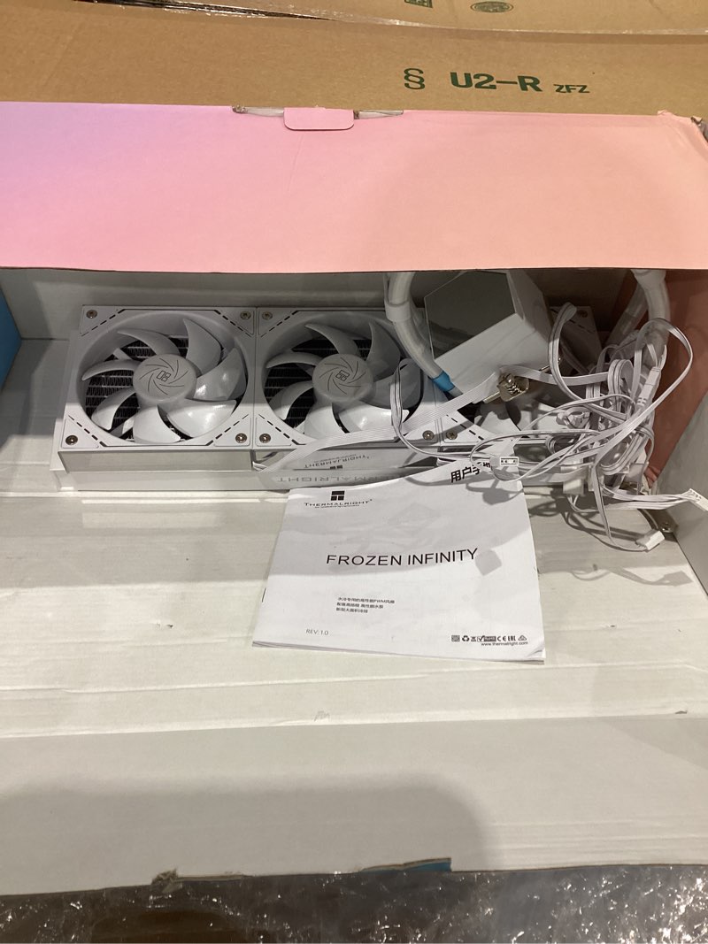 Condition photo showing New/Like New for thermalright frozen infinity 360 white cpu water cooler, with triple 124mm infinity mirror pwm fans,for intel 1150/1151/1200/2011/ 1700/1851&amd/am4/am5,360 size infinity mirror water cooling radiator 360mm aio white-fi360 white