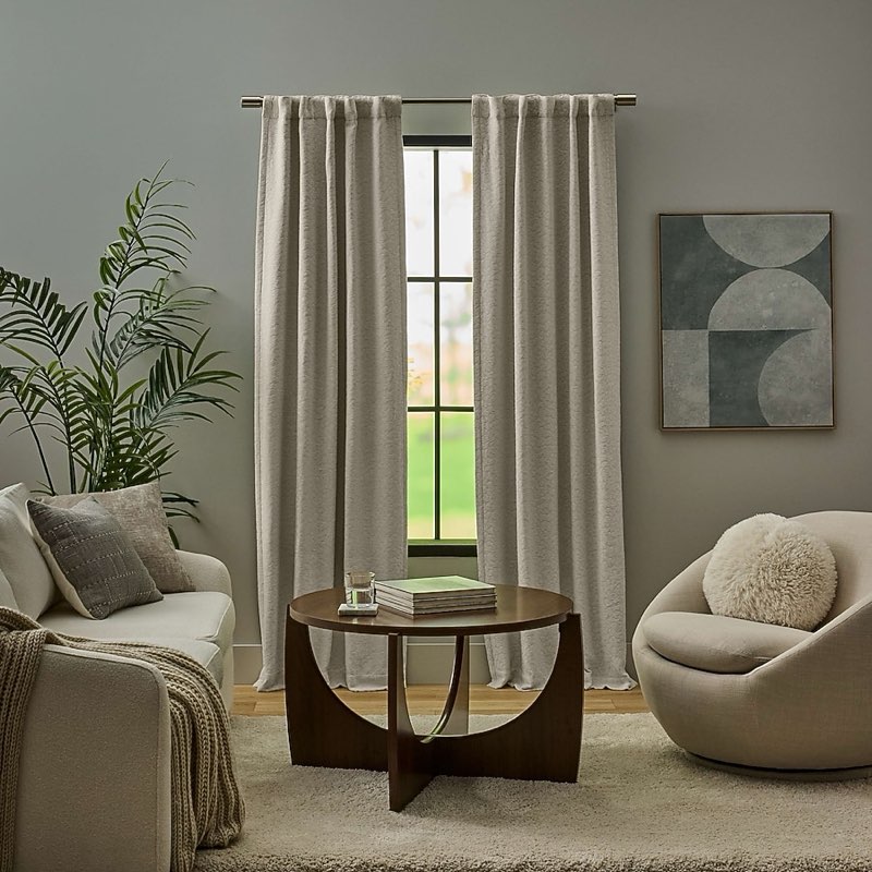 origin21 84-in bone room darkening interlined back tab curtain panels (set of 2) 