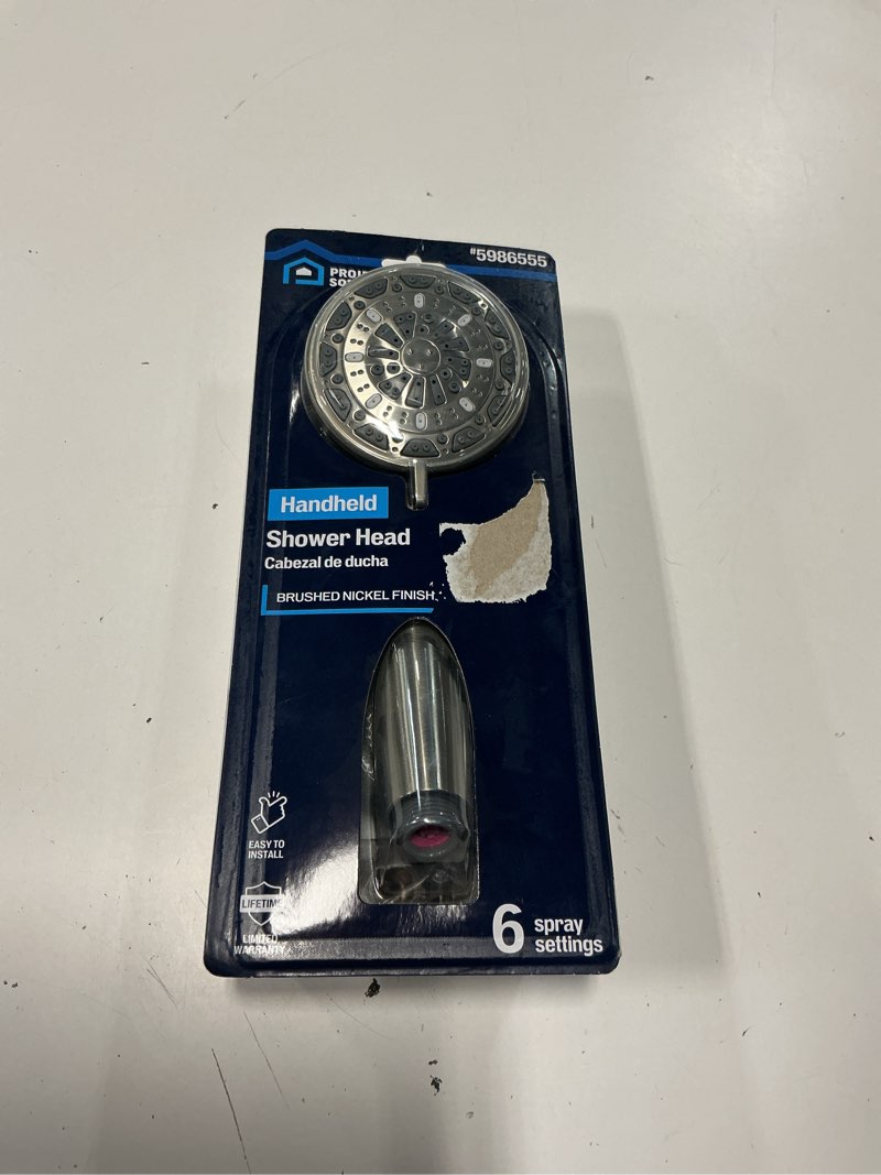 Condition photo showing New/Like New for project source 6-settings brushed nickel 4.5-in round handheld shower head 1.8 gpm