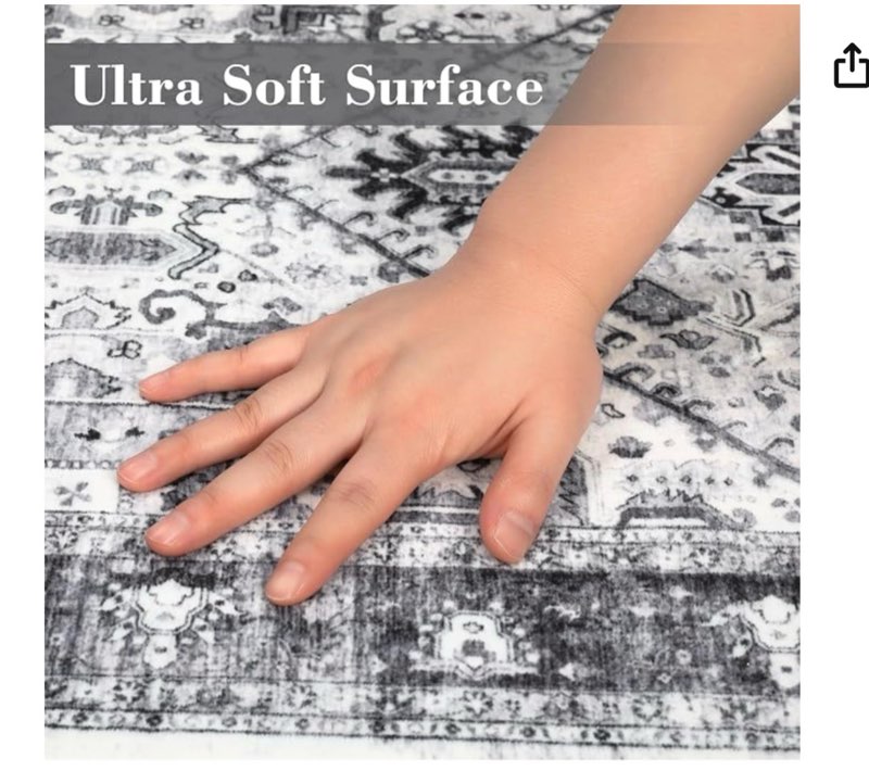 area rug vintage distressed rug washable low pile non slip floor carpet, soft foldable thin rug, stain resirtant non shedding rug for kitchen, bedroom, living room