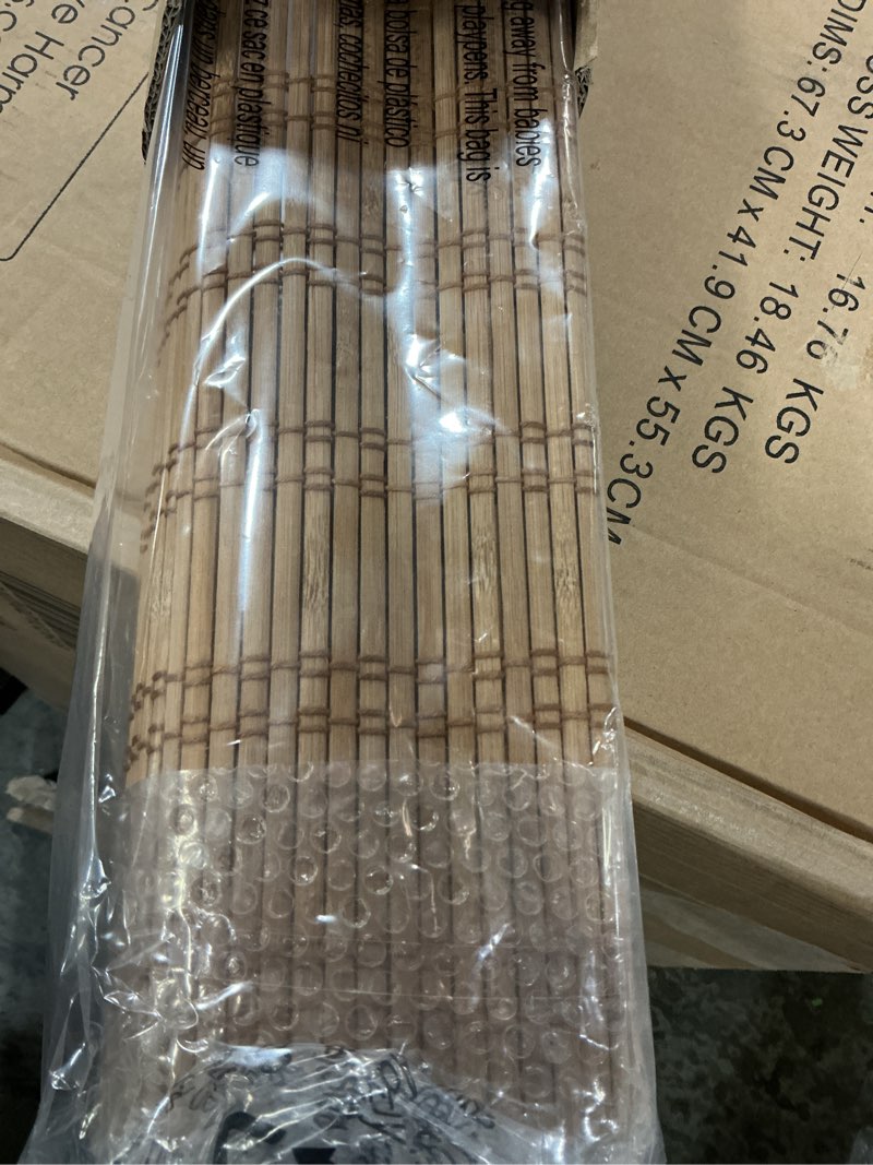 Condition photo showing Good Condition for LazBlinds No Tools No Drill Cordless Bamboo Roman Shades, Light Filtering Window Treatment, Roll Up Bamboo Blinds for Windows 27'' W x 72'' H, Ceylon Light Russet Light Filtering-ceylon Light Russet 27" W x 72" H