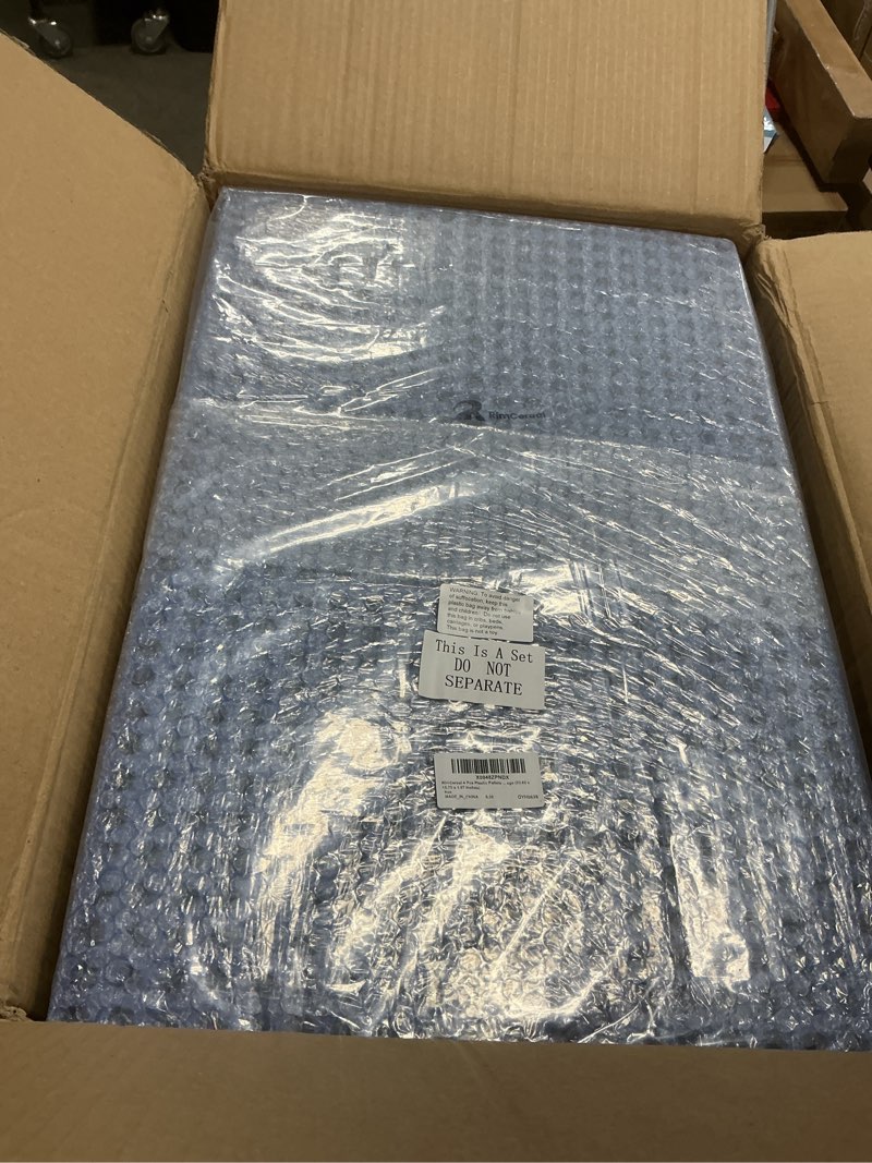 Condition photo showing New/Like New for 4 Pcs Plastic Pallets Waterproof Lightweight Storage Grid Pad Breathable Floor Storage Pad Nestable Grids Article Racks for Supermarket Basement Garage (23.62 x 15.75 x 1.97 Inches)