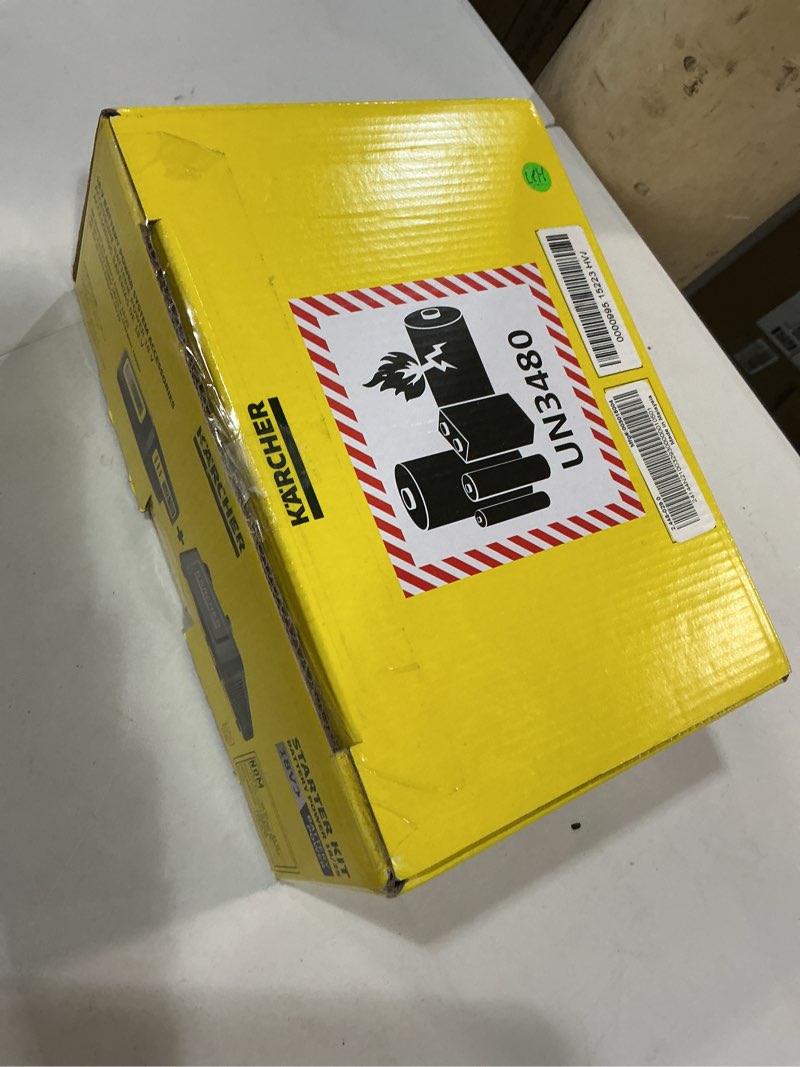 Condition photo showing New/Like New for kärcher starter kit battery power 18/25, 18 v battery with 2.5 ah and fast charger, compatible garden tools, real time technology, intelligent cell monitoring, lithium-ion cells starter kit (fast charger + battery)