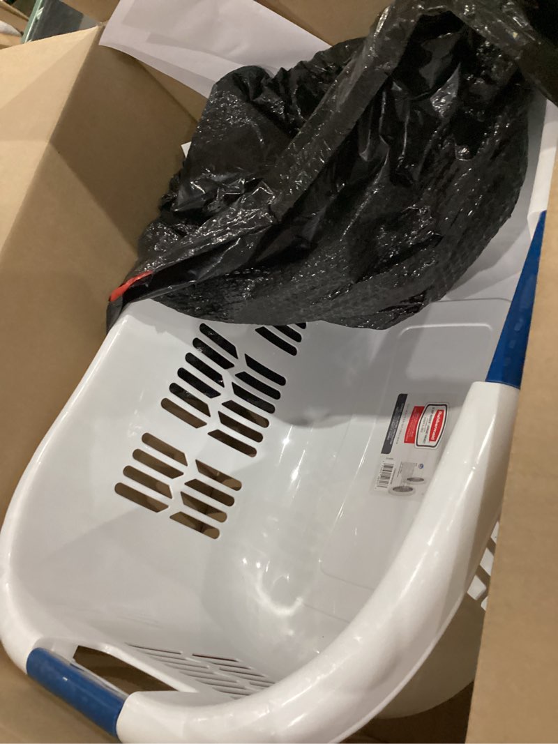 Condition photo showing Good Condition for rubbermaid laundry basket, xl hip-hugger basket, 2.1-bushel, white, laundry, storage, bathroom, bedroom, home closet clothes basket