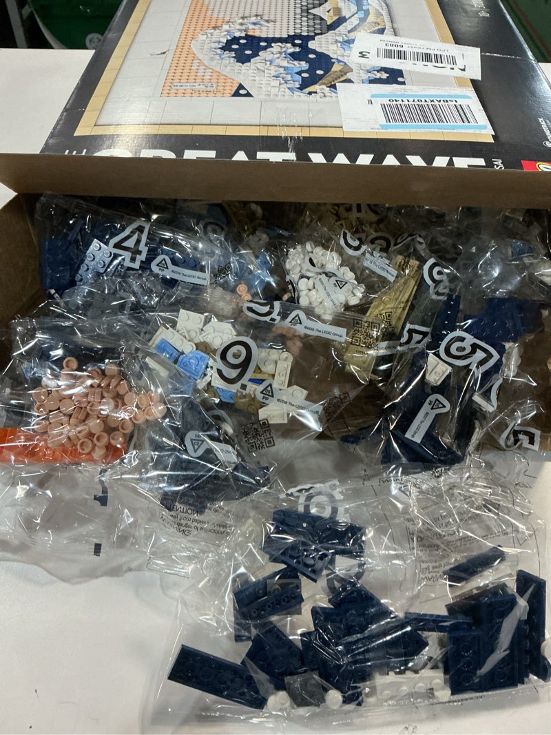 Condition photo showing As Is for LEGO Art Hokusai The Great Wave Framed Japanese Wall Art Building Set - Unique Wall Decor for Home, Room, or Office - Fun Activity for Adults, Ages 18+ - Gift for Men and Women - 31208 multi-color