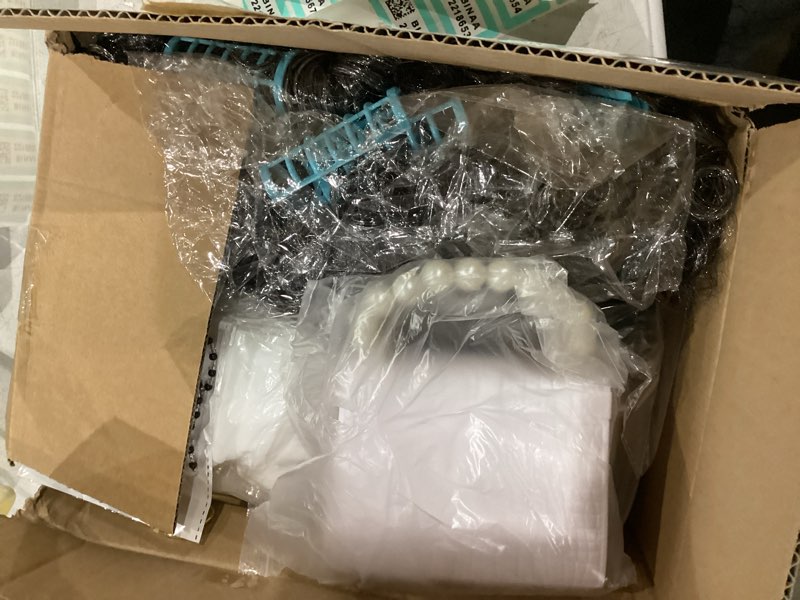 Condition photo showing New/Like New for 8 Pcs 100 Days of School Costume for Girls, Old Lady Costume for Kids Grandma Wig Dress Granny Nightgown Accessories 3-4T White Cardigan and White-blue Nightgown