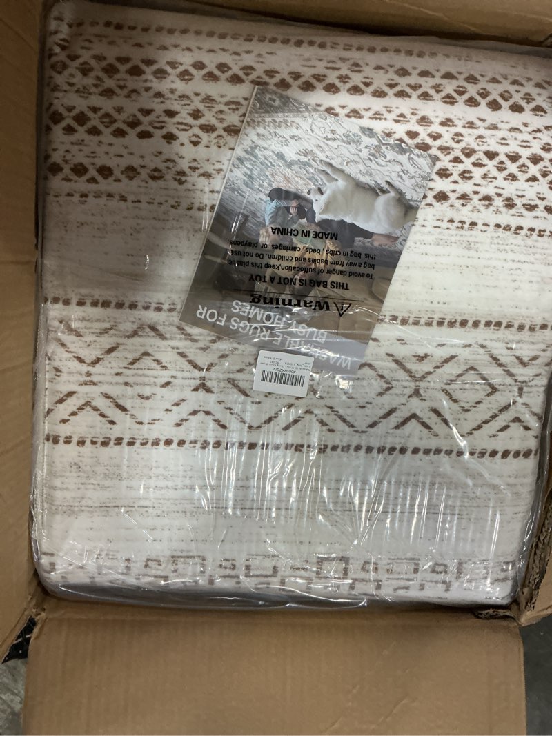 Condition photo showing New/Like New for nakagishi 12x15 area rugs living room: washable boho large neutral modern soft farmhouse rug stain resistant indoor non-slip accent carpet for bedroom nursery kids playroom office dining room- brown brown tan 12' x 15' (rectangular)