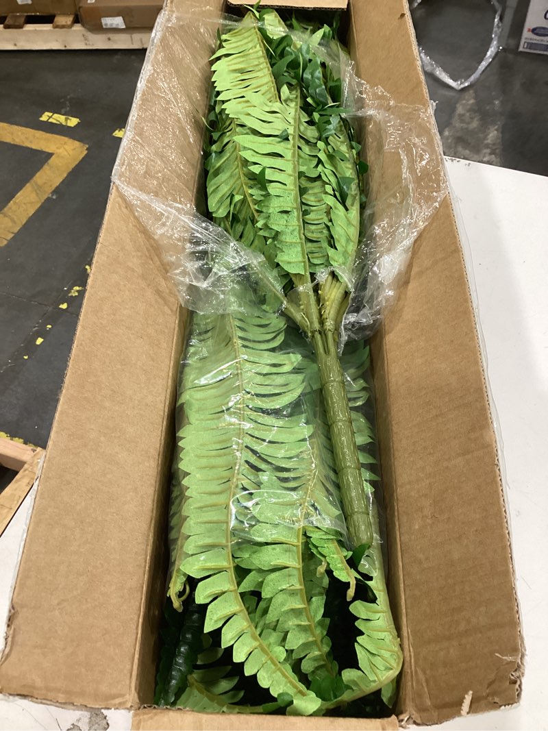 Condition photo showing As Is for forest prince 45" fake ferns, realistic large artificial bush plants, 2 artificial boston ferns with 59 fronds for outdoors planter indoor home garden porch decor