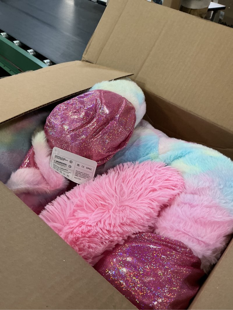 Condition photo showing Good Condition for tezituor 43in giant unicorn stuffed animal, rainbow pink stuffed unicorn toys for girls and women, big unicorn plush gifts for valentines day, christmas, birthday, party and decorations rainbow pink 43 in