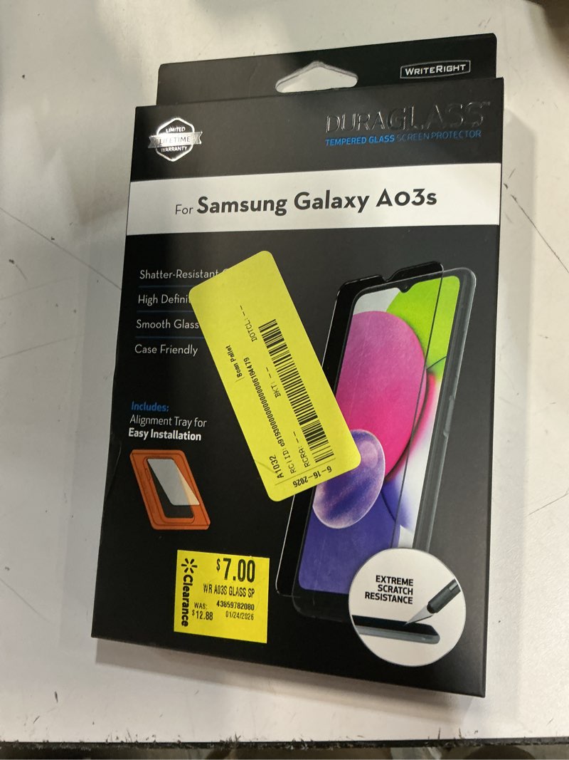 Condition photo showing Good Condition for duraglass tempered glass screen protector with quick installation tray for samsung galaxy a03s