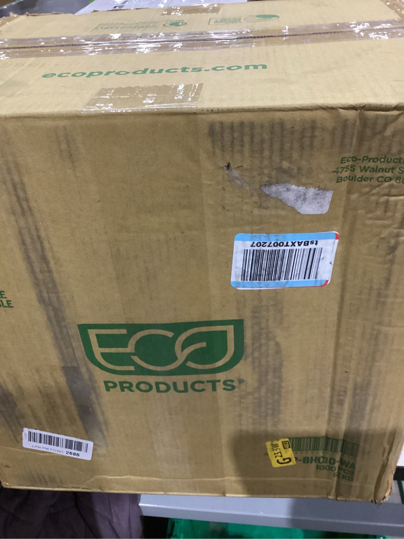 Condition photo showing New/Like New for ECO PRODUCTS Compostable Disposable World Art 10oz Coffee Cups, Case of 1000, Renewable Hot Paper Cup, Plant Based PLA Lining, Color Coded