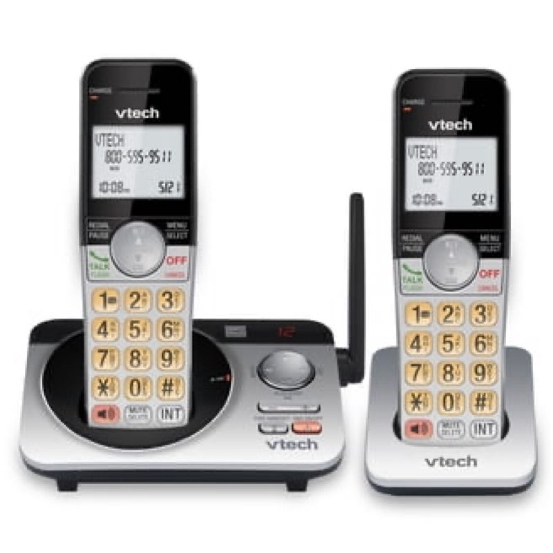 vtech cs5229-2 2 handset extended range dect 6.0 cordless phone with answering system (silver/black)