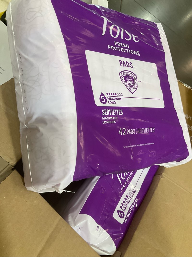 Condition photo showing Good Condition for poise incontinence & postpartum pads for bladder leaks, 5 drop maximum absorbency, long length, 84 count, packaging may vary maximum long 84