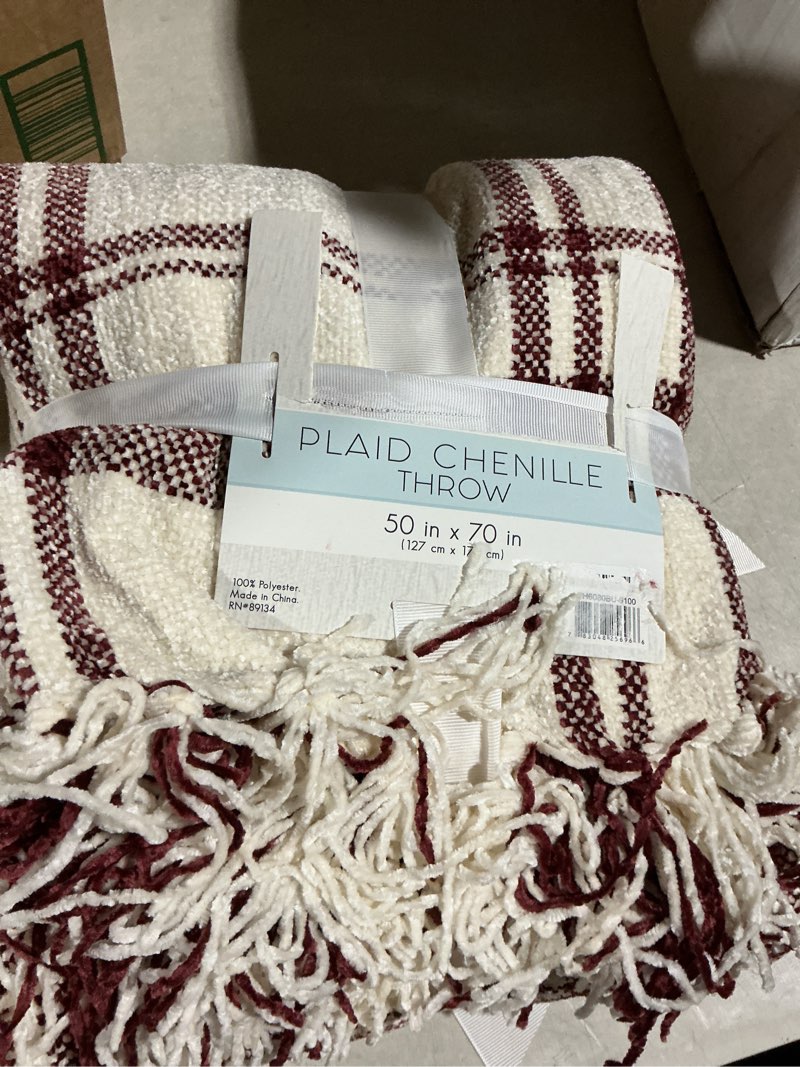 Condition photo showing Good Condition for TRULY SOFT Plaid Throw Blanket 50x70 – Soft Chenille Blanket with Fringe, Lightweight Cozy, Oeko-TEX