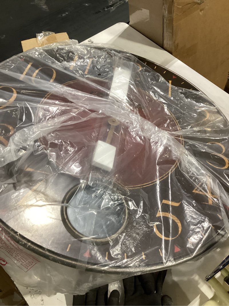 Condition photo showing Good Condition for simliar item  30" extra large wall clock, modern battery operated silent non ticking 30 inch decorative wood metal wall clock, black round big clocks for living room, bedroom, kitchen, office decor-arabic numerals