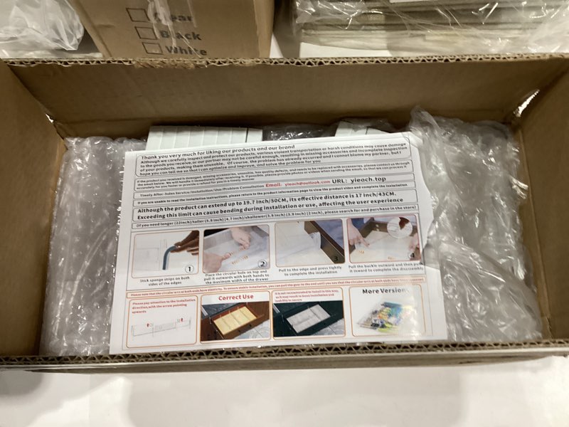 Condition photo showing New/Like New for Yieach 8 Pack 6 Inch Tall Acrylic Drawer Divider for Clothes-Expandable from 12.3-18''-Adjustable Dresser Deep Drawer Dividers for Baby Clothing,Underwear,Clear in Drawer Separators for Kitchen,Office