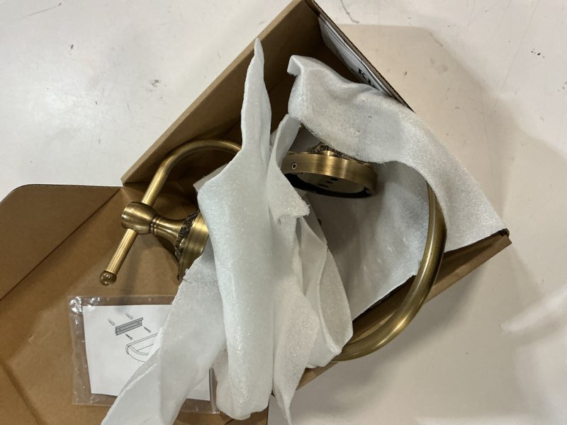 Condition photo showing Good Condition for 2 Pieces Set Antique Brass Toilet Paper Holder Retro Brass Hand Towel Ring Tissue Roll Paper Hanger Bathroom Hardware Wall Mounted Vintage Bathroom Accessories (Retro)