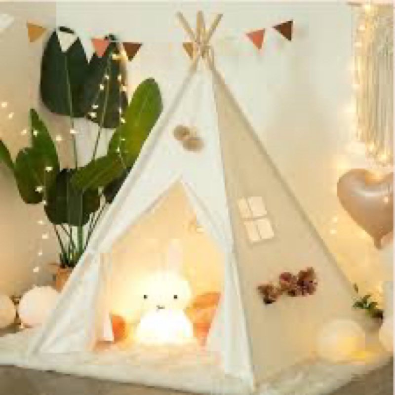 PUCACHI Kids Teepee Tent - Natural Cotton Canvas Indoor/Outdoor Play Tent for Toddlers & Children | Washable, Foldable Design | Perfect for Girls & Boys Bedrooms, Camping, Birthday Gifts