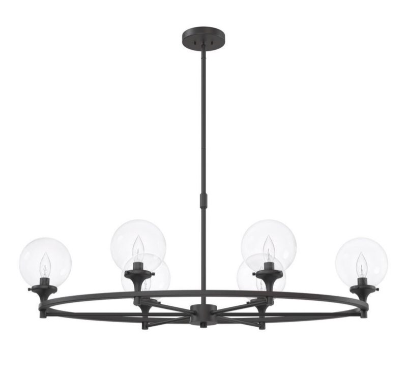 alfaro 6-light matte black bulb circle chandelier for living room with no bulbs included