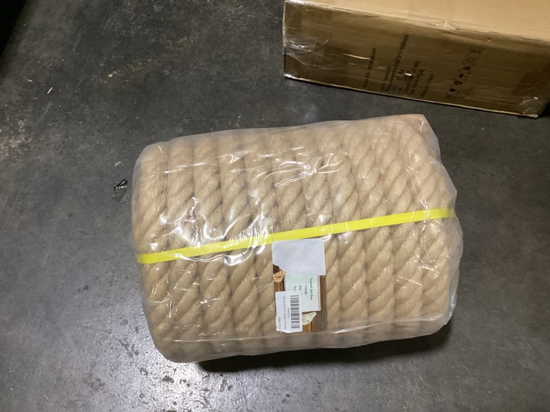 Condition photo showing New/Like New for natural jute rope (1.5 inch x 100 feet) thick hemp rope twisted manila for deck railings, swing bed, tug of war, docks, nautical, decorating