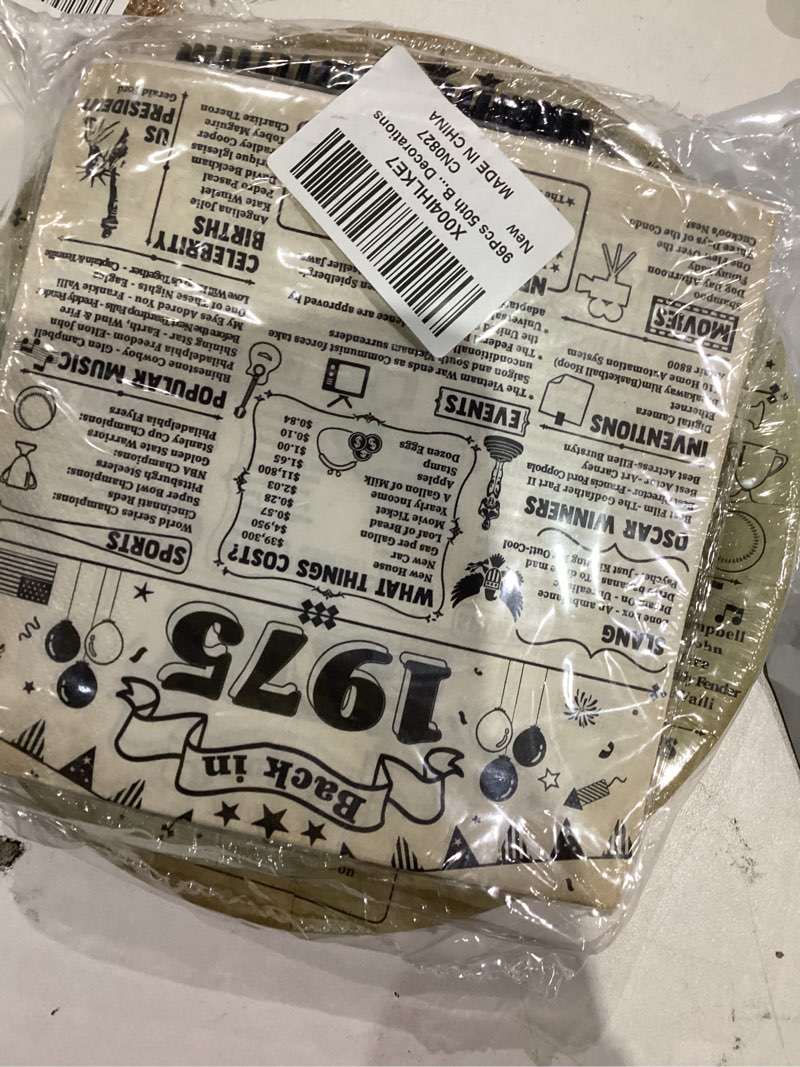 Condition photo showing New/Like New for 96Pcs 50th Birthday Party Plates and Napkins 50th Birthday Party Decorations Back in 1976 Dessert Plates Vintage 50 Years Old Themed Tableware Set Vintage 1976 Disposable Plates for Men Women Serve 24