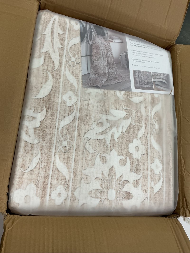 Condition photo showing Good Condition for 8x10 Area Rugs for Living Room, Stain Resistant Washable Rugs for Dining Room, Kitchen, Floral Vintage Non-Slip Thin Large Beige Rug Beige 8' x 10' (Rectangular)
