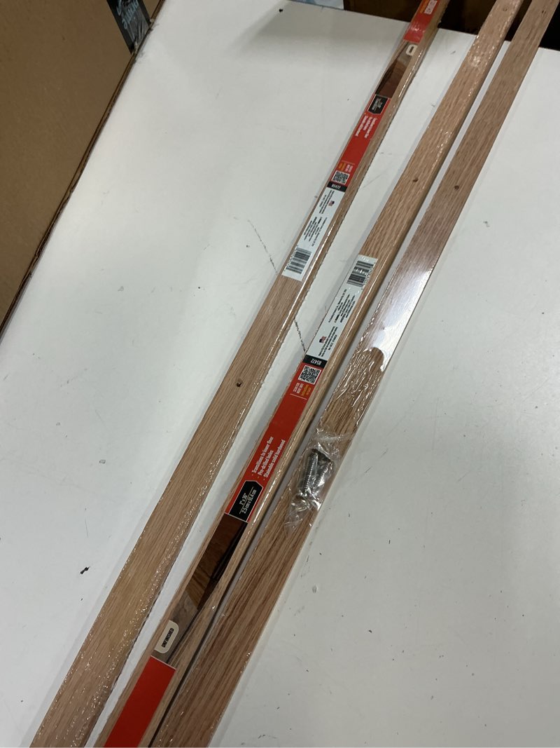 Condition photo showing Good Condition for m-d building products 85472 1 in. x 36 in. unfinished hardwood reducer w/screws 3 pcs