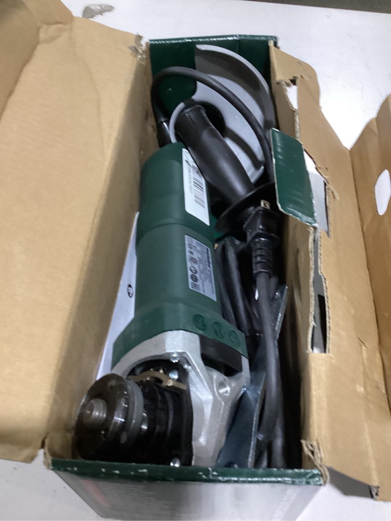 Condition photo showing As Is for metabo 4-1/2-inch / 5-inch angle grinder, 12,000 rpm, 11 amp, slide switch (locking), w 1100-125, 603614420, green pack of 1