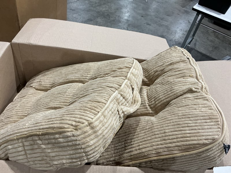Condition photo showing Good Condition for higogogo floor pillow cushion for adults, meditation cushion pillow, large square floor sitting, tufted corduroy cover, for tatami living room or yoga, 22x22 inch, 2pack, coffee square coffee 4\" thick(pack of 2)