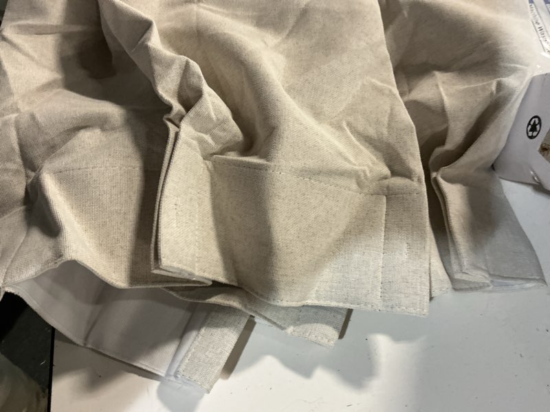 Condition photo showing Good Condition for window curtains 72 inches long, 34w x 72l creamy beige lattice textured room darkening thermal insulated curtains with grommets for living room/bedroom