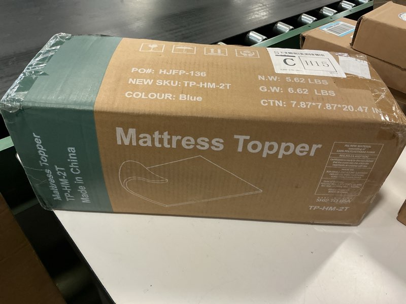 Condition photo showing New/Like New for DUMOS Mattress Toppers Memory Foam Twin Size, 2 Inch Thick Bed Topper Pad Cooling Gel Infused Soft Comfy Padding Breathable for Sleeper Sofa Couch RV Camper, CertiPUR-US Certified, Blue Twin 2 Inches