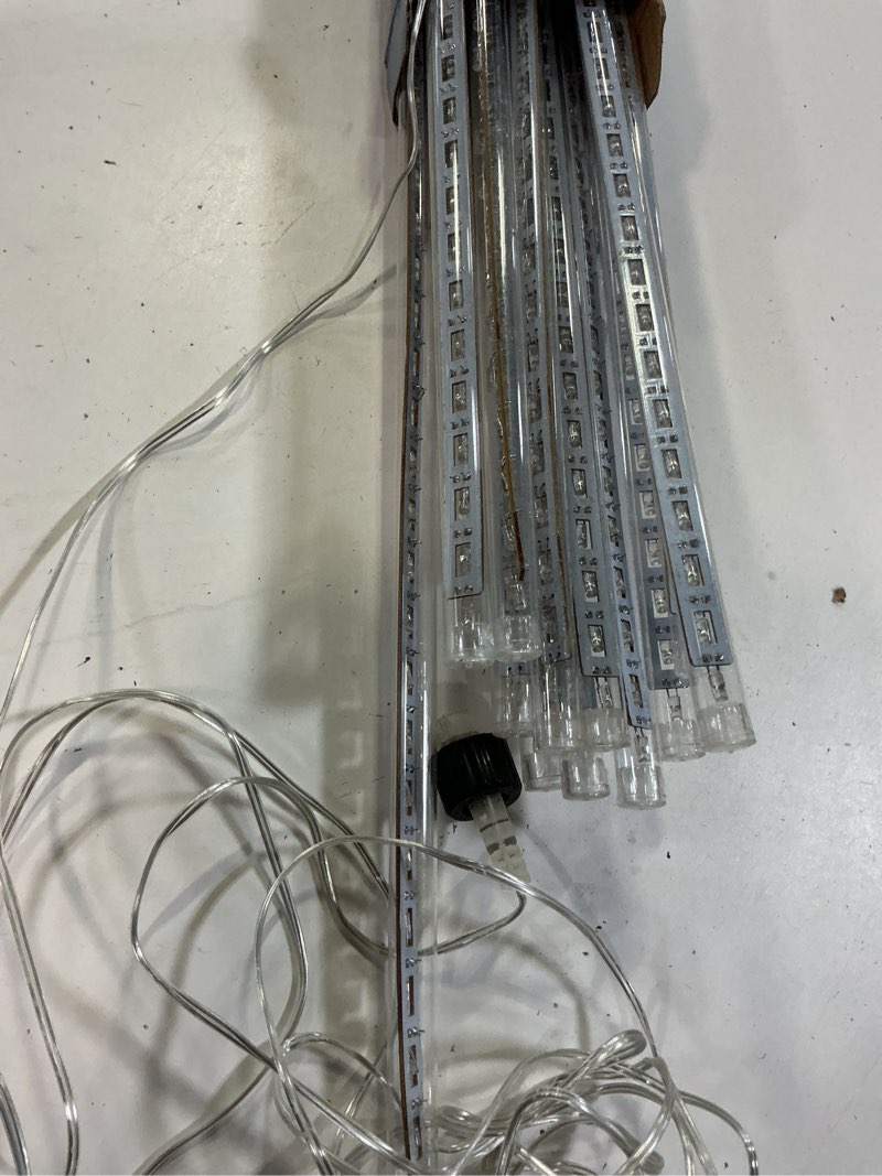 Condition photo showing Good Condition for weepong meteor shower lights xmas lights 50cm 12tubes 360led falling rain lights ul certified rain drop lights cascading icicle snow falling lights for halloween christmas decoration holiday,blue