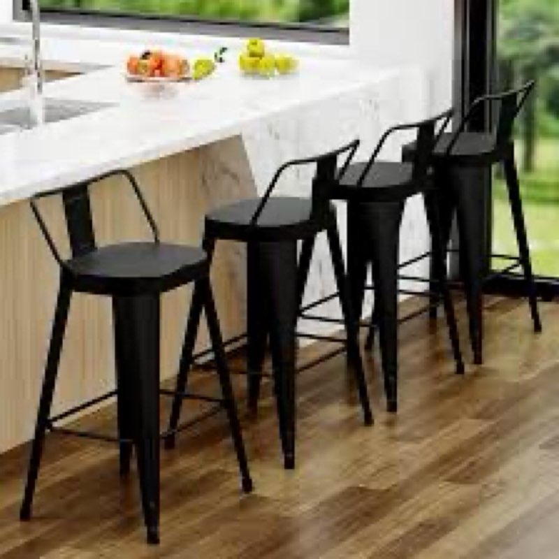 alish 26 inch bar stools set of 4, industrial metal barstools farmhouse bar chairs with large seat f