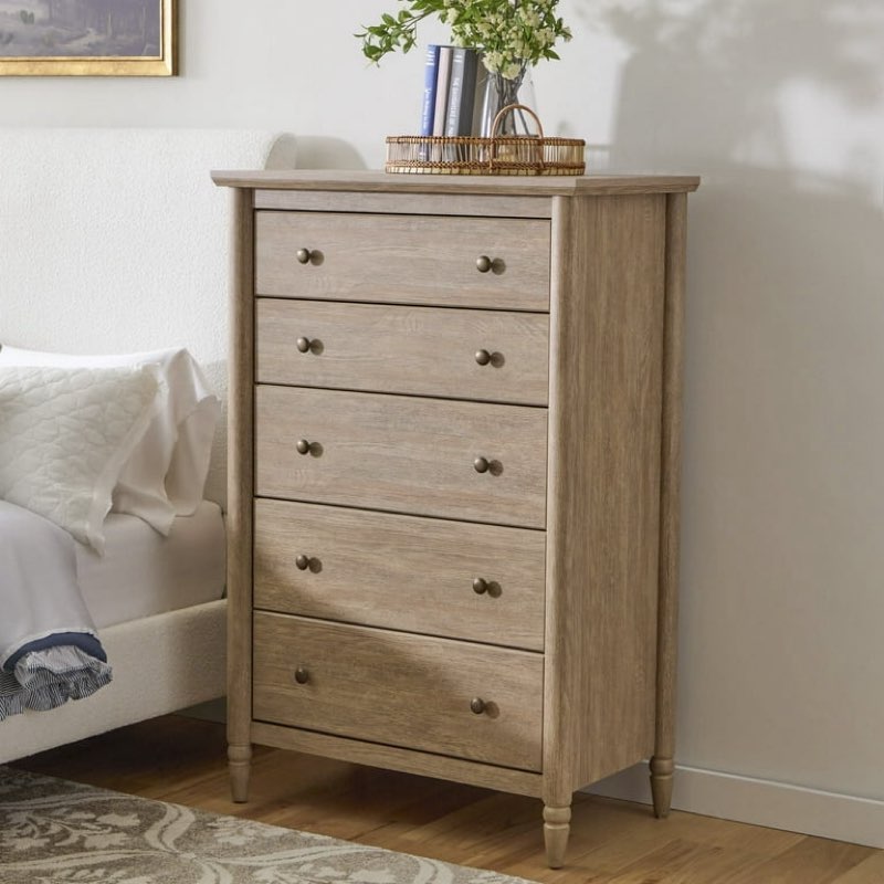 my texas house monroe 5-drawer dresser, brushed oak finish
