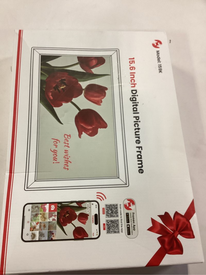 Condition photo showing New/Like New for BIGASUO Digital Picture Frame Frameo 15.6" WiFi Electronic Photo Frames Large with 64GB Memory 1920x1080 IPS FHD Touch Screen Share Moments Instantly Anywhere Photo Gifts for Parents and Grandparents 15.6 inch Black & White