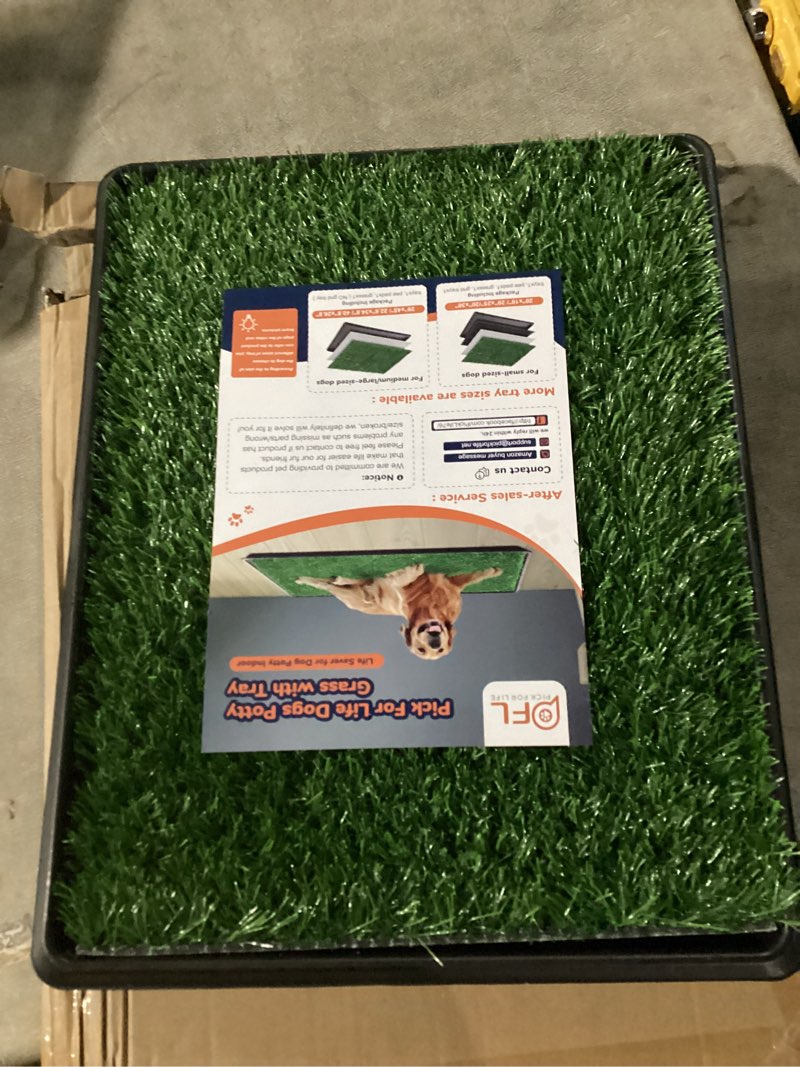 Condition photo showing Good Condition for dog grass pet loo indoor/outdoor portable potty, dog litter box, artificial grass patch bathroom mat and washable pee pad for puppy training, full system with trays (pet training tray, 20"x16") 20"x16"?4 layer potty system)