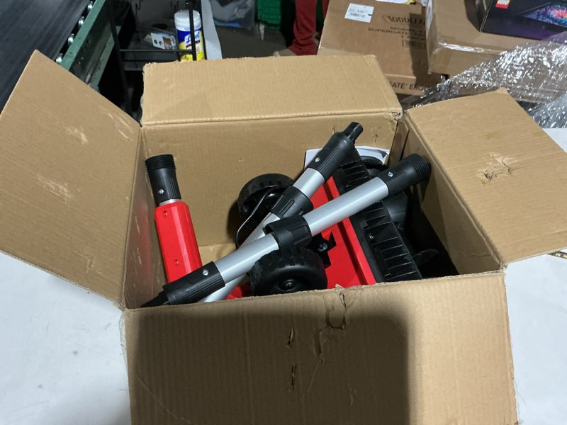 Condition photo showing As Is for Cordless Snow Shovel,12.5" Electric Snow Blower with 2x4.0Ah Batteries,20V Snow Remover with Directional Chute,6" Snow Intake and 27Ft Throw, for Driveway,Deck,Yard Steps Red