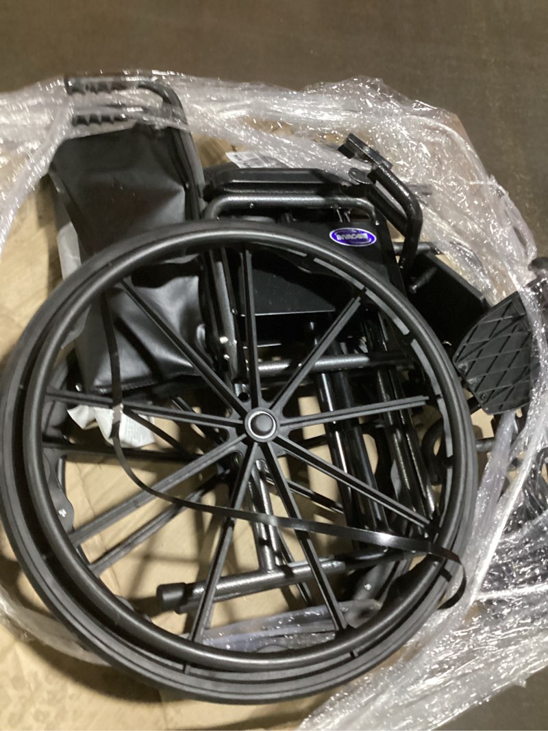 Condition photo showing Good Condition for invacare wheelchairs for adults, flip-back padded desk-length arm, swing-away footrests, portable, folding, lightweight design, vinyl upholstery, 18-inch seat, 300-lb capacity manual wheelchair 18" seat