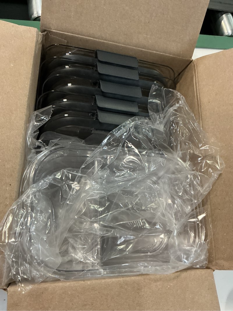 Condition photo showing Good Condition for Rubbermaid Brilliance Meal Prep Containers, 2-Compartment Food Storage Containers, 2.85 Cup, 5-Pack, BPA-Free, Clear/Grey Set of 5 (2.85 Cup) 2-Compartment Containers