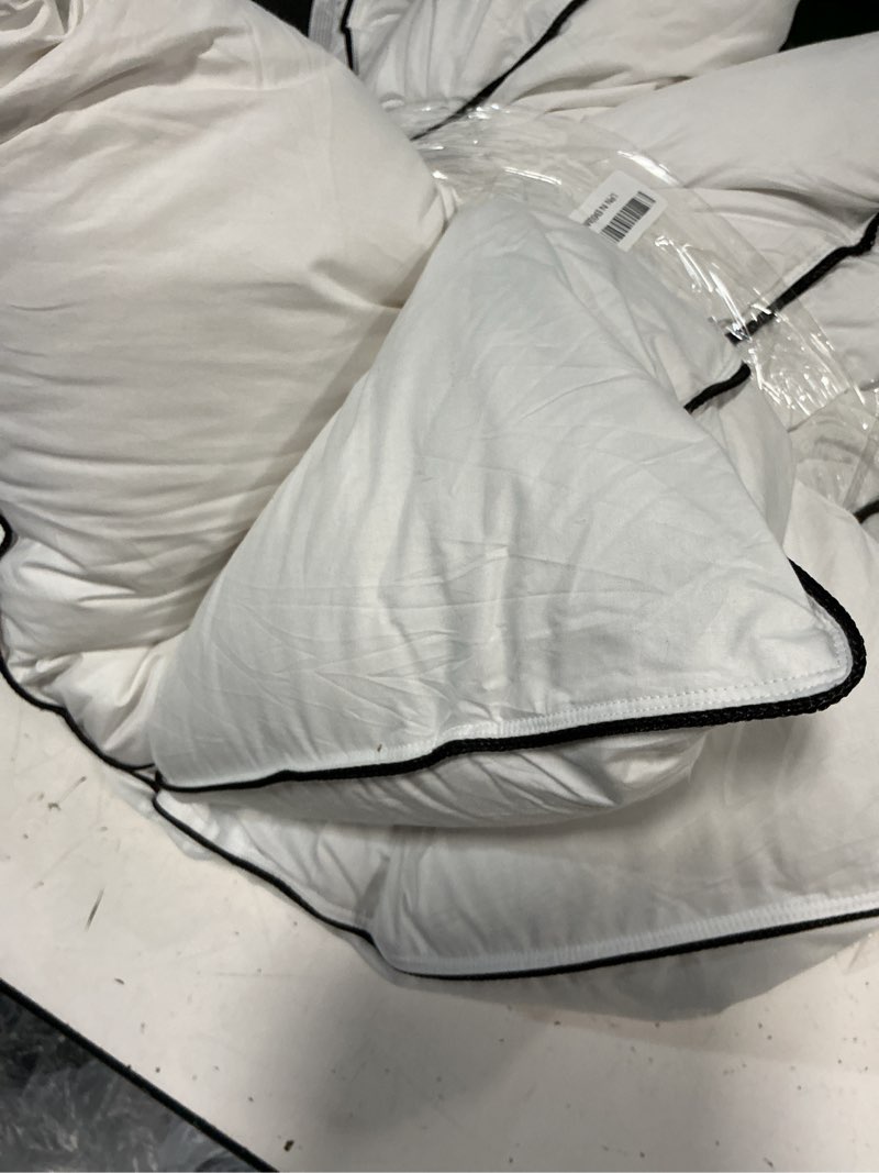 Condition photo showing Good Condition for bpc luxury hotel goose feather down pillows queen size set of 2, medium firm bed pillows for sleeping, organic cotton cover, soft yet supportive down alternative surround, rds certified, white 20"x30" queen (pack of 2) white