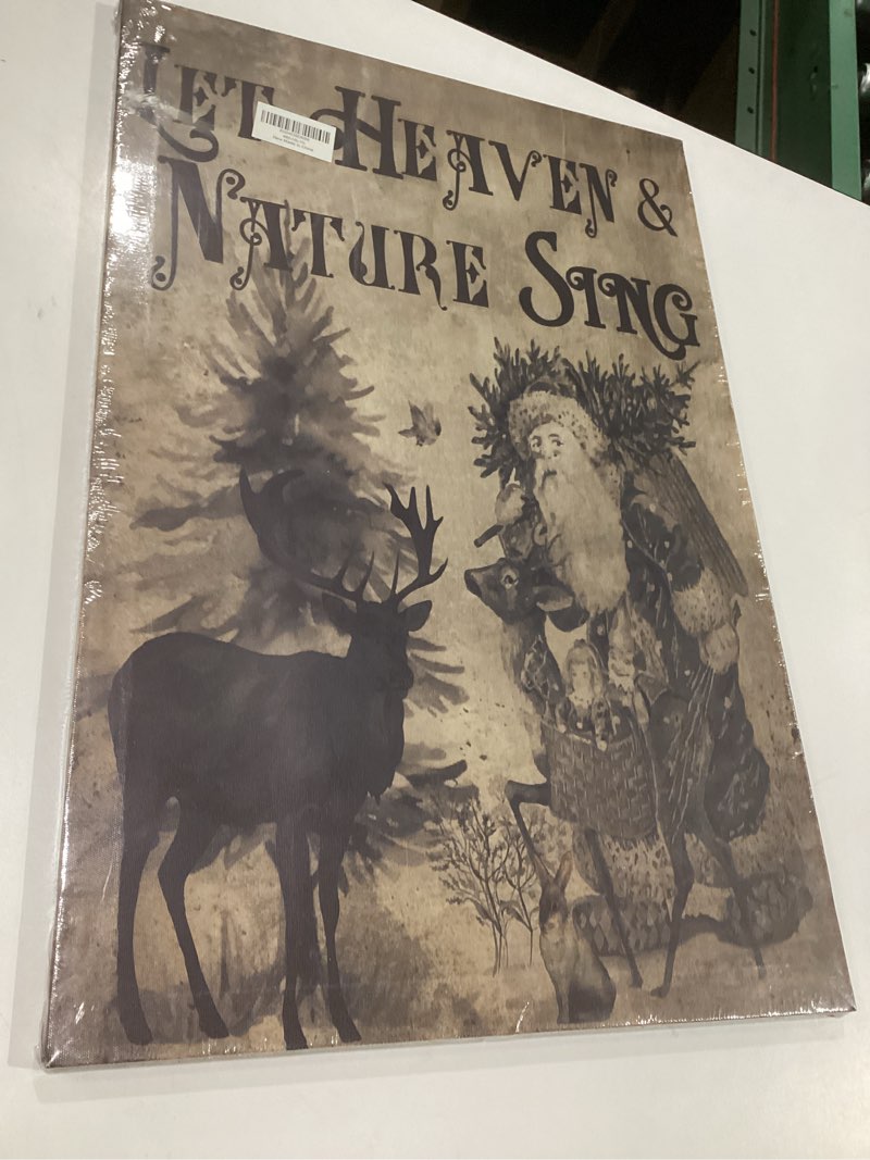 Condition photo showing New/Like New for wodmis christmas wall decor,christmas signs religious framed canvas wall art,woodland santa,vintage christmas,farmhouse christmas decor for home kitchen,let heaven and nature sing wall decor 11x14 14"l x 11"w