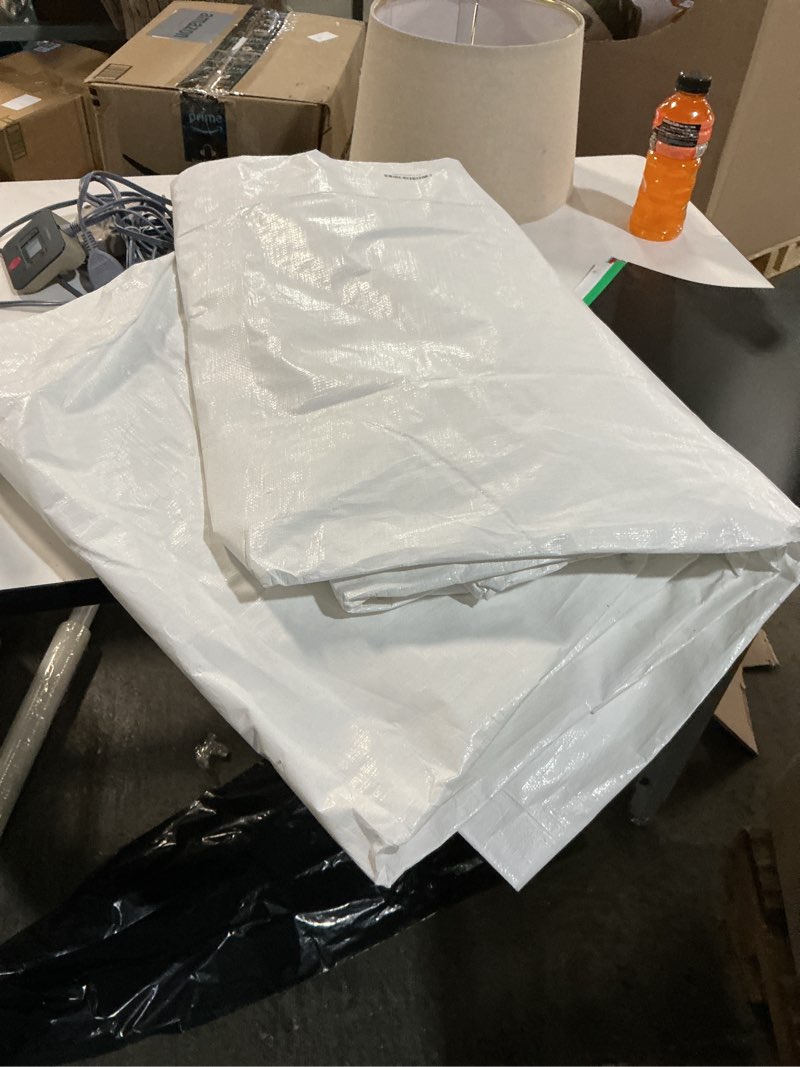 Condition photo showing As Is for Tarp 15x15 ft Heavy Duty 12mil 100% Waterproof High Durability Multipurpose,Uv Resistant,White Tarp Suitable for Swimming Pools, Boats, Camping, Courtyards, Etc -by MVPNET White 15×15