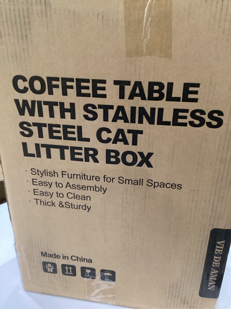 Condition photo showing New/Like New for VIE DE AMAN Stainless Steel Cat Litter Box XL with Hidden Cat Litter Box Enclosure Furniture, High S