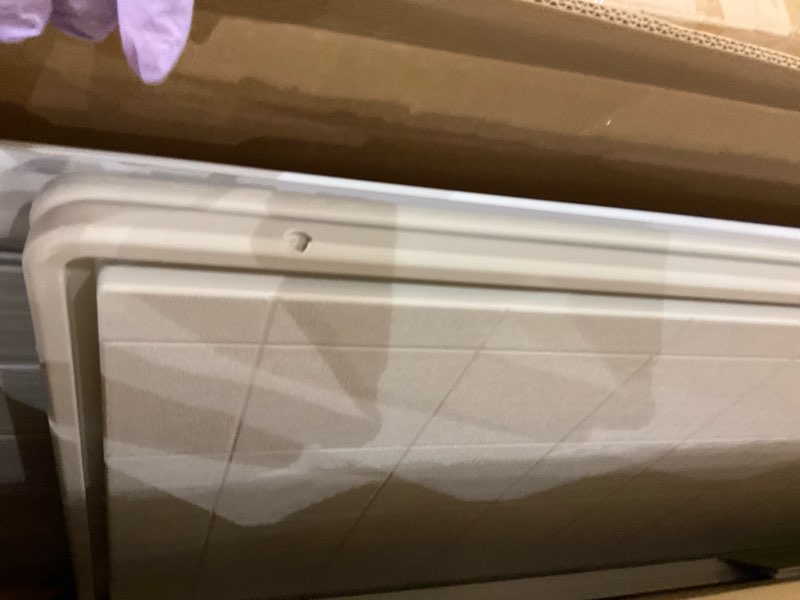 Condition photo showing As Is for Devoko 5 x 3 Resin Outdoor Storage Shed with Floor, Deep Gray