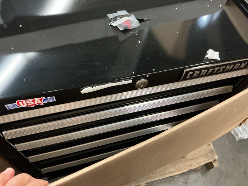 Condition photo showing As Is for craftsman 2000 series 26.5-in w x 34-in h 5-drawer steel rolling tool cabinet (black)