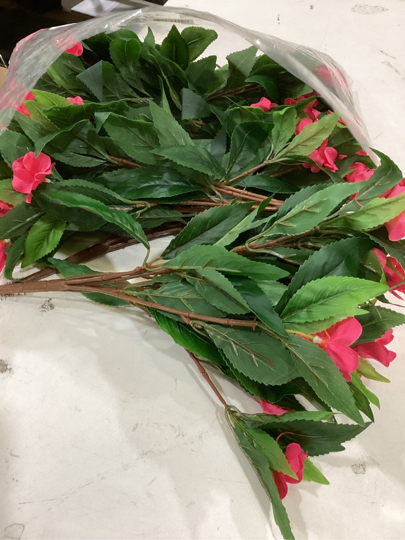 Condition photo showing Good Condition for artificial fake flowers for outdoor décor 6 bundles uv resistant fake plants for planter faux impatiens for home porch/garden stunning?rose red?